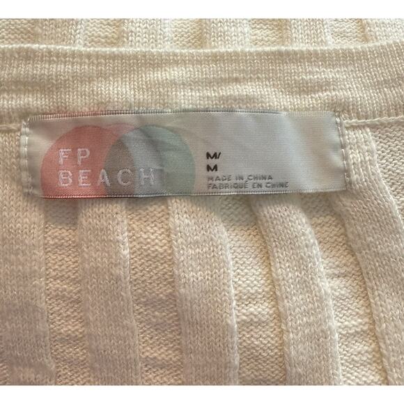 Free People Beach Veda Sweater Vest MED Cream White Boho Festival Preppy Student - Picture 6 of 11